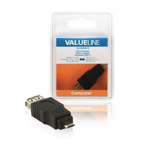 Image of USB 2.0 adapter USB Micro B mannelijk - USB A vrouwelijk zwart - Value