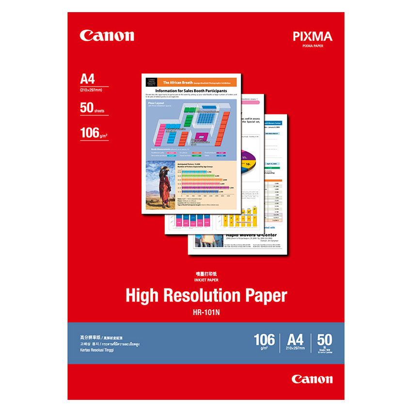 Image of Canon High Resolution Paper HR-101, 1033A002, DIN A4, 106 g/mÂ², Hoge resolutie, mat, 50 vellen
