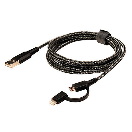 Image of EnerGea Nylotough 2-in-1 Micro USB + Lightning USB-kabel 1.5m Zwart