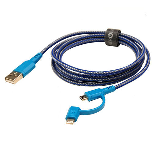 Image of EnerGea Nylotough 2-in-1 Micro USB + Lightning USB-kabel 1.5m Blauw