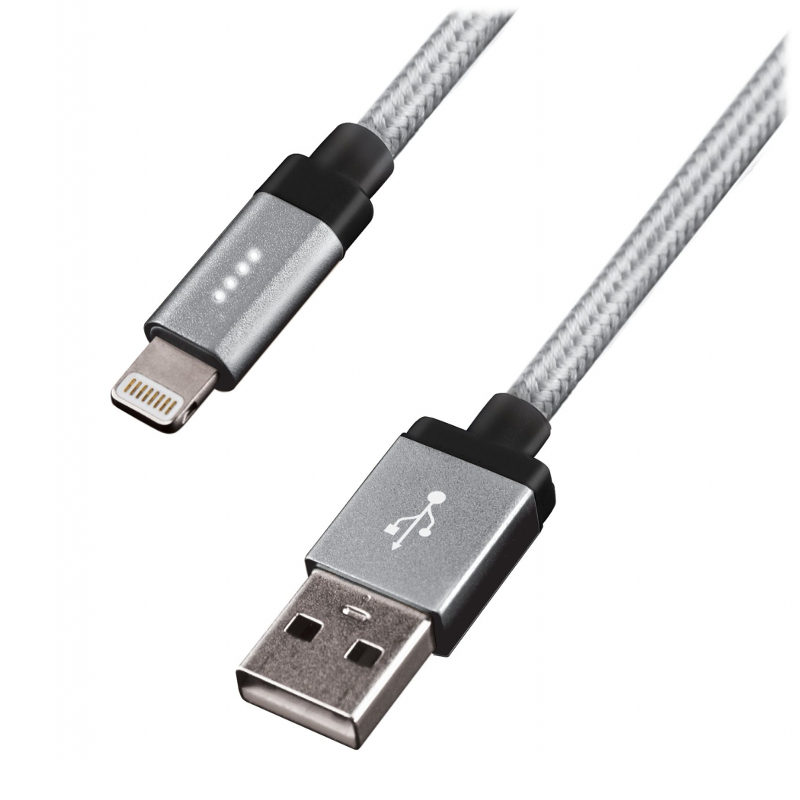 Image of EnerGea Alu Blaze LED Lightning USB-kabel 1.2m Grijs