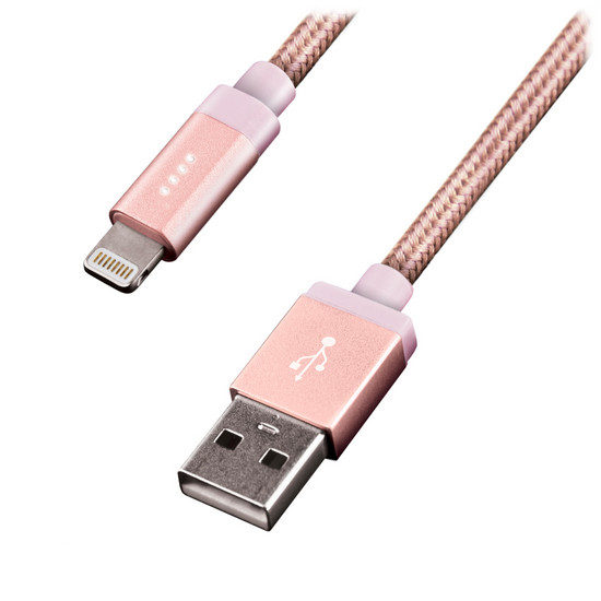 Image of EnerGea AluBlaze LED Lightning USB-kabel 1.2m Rose Goud