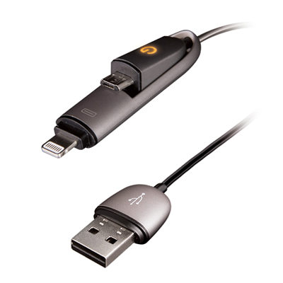 Image of EnerGea Lumina 2-in-1 Micro USB + Lightning USB-kabel 1m
