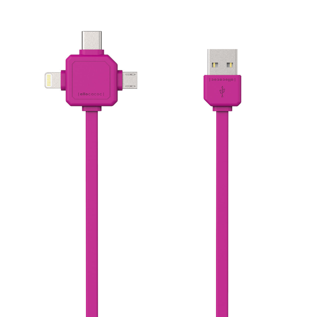 Image of Allocacoc 3-in-1 USB-kabel Roze