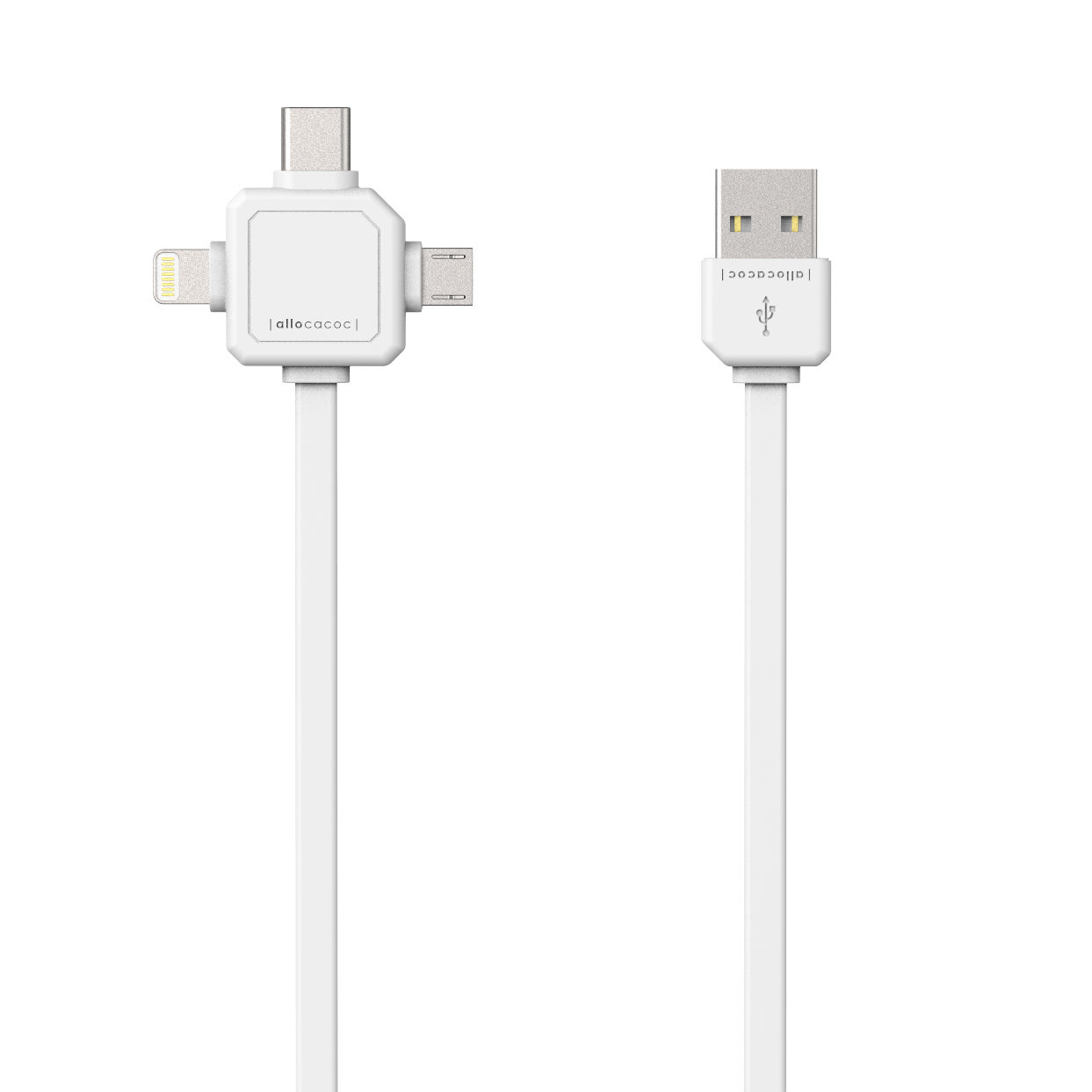 Image of Allocacoc 3-in-1 USB-kabel Wit