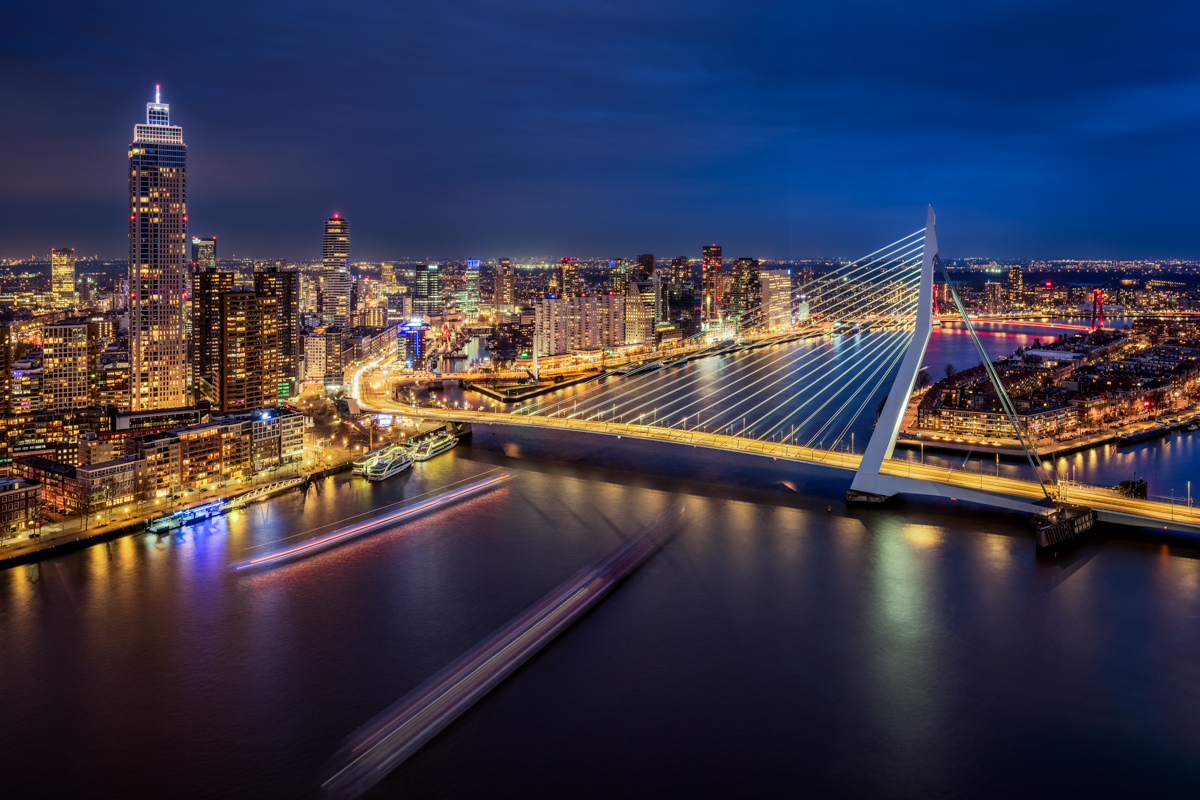 Skyline-fotografie op hoogte in Rotterdam